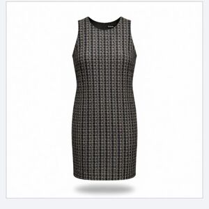 J. Crew Black Blue and White Tweed Textured Dress Size 12 With Pockets